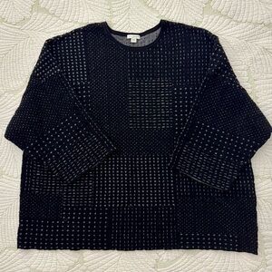 J Jill Pure Jill Black and White Textured Top- Size L